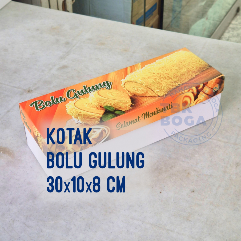( 10 pcs ) Box Duplex Bolu Gulung ( 30 x 10 x 8 cm ) Kotak Tidak Laminasi Selamat Menikmati Bolgul