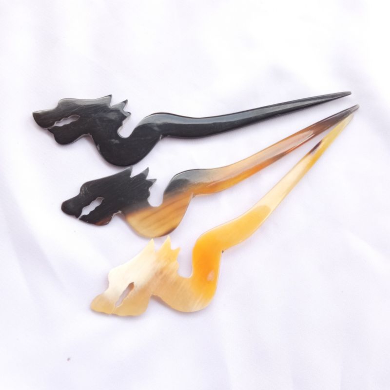 Tusuk konde aksesoris rambut bahan tanduk asli bentuk unik warna corak handmade