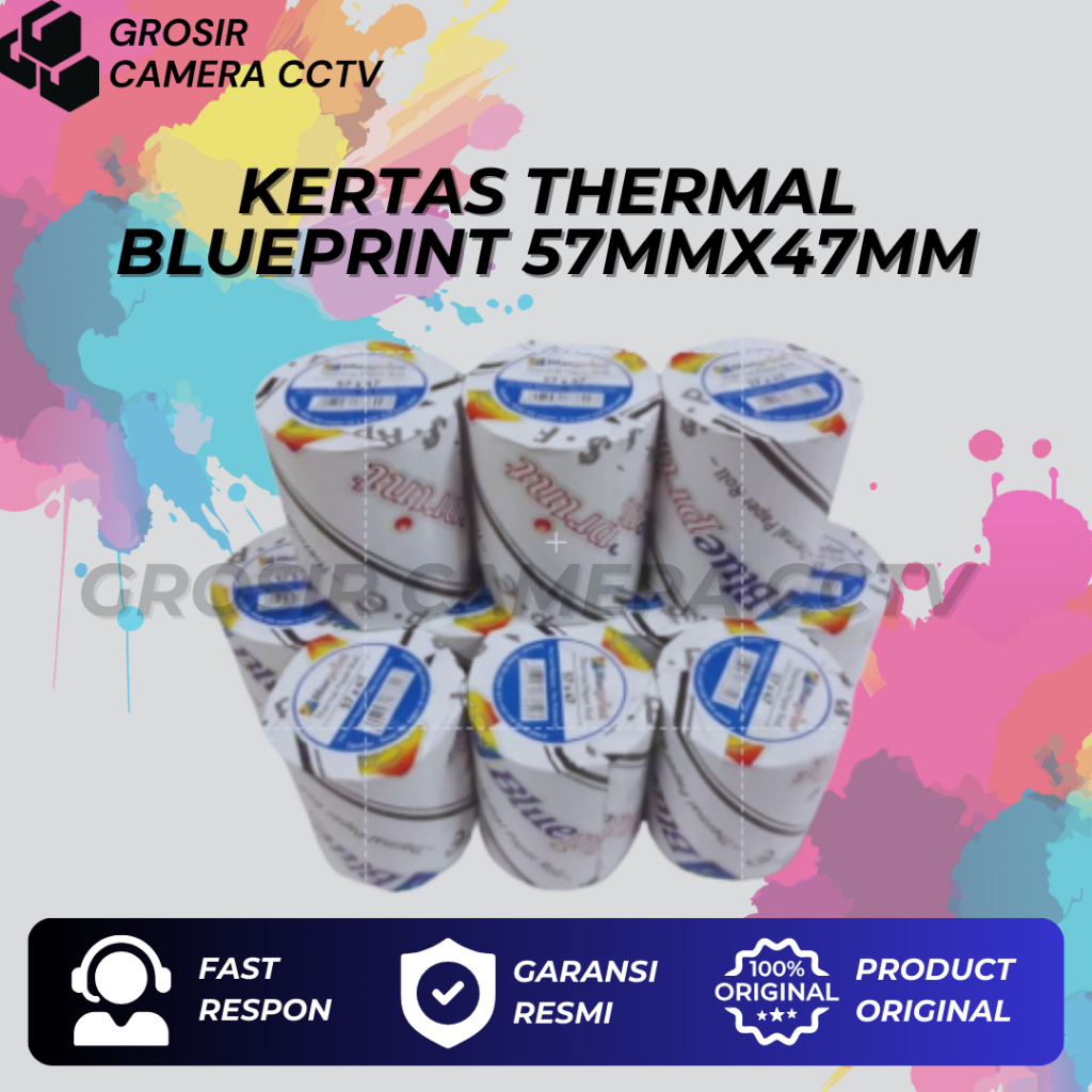 

KERTAS THERMAL BLUEPRINT 57mm X 47mm UNTUK PRINTER THERMAL 57x47