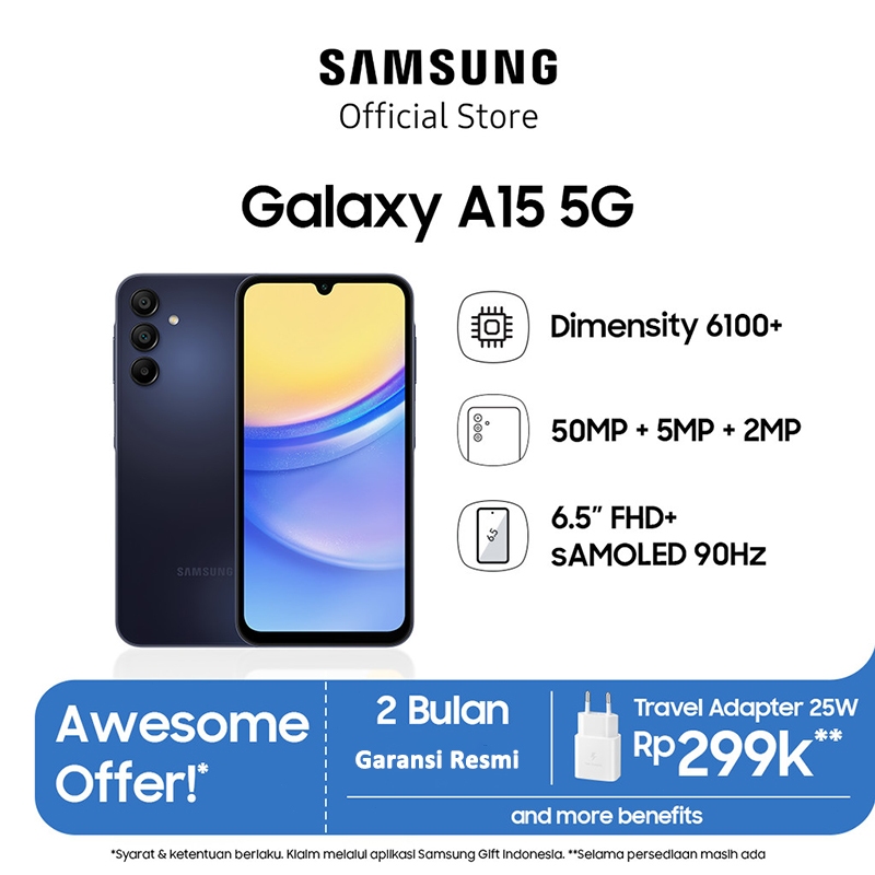 HP Samsung Galaxy A15 5G Ram 8/256GB | Ram 8/128GB Smartphone 4G/5G LET 6.5 inci Dual SlM 50MP+13MP 