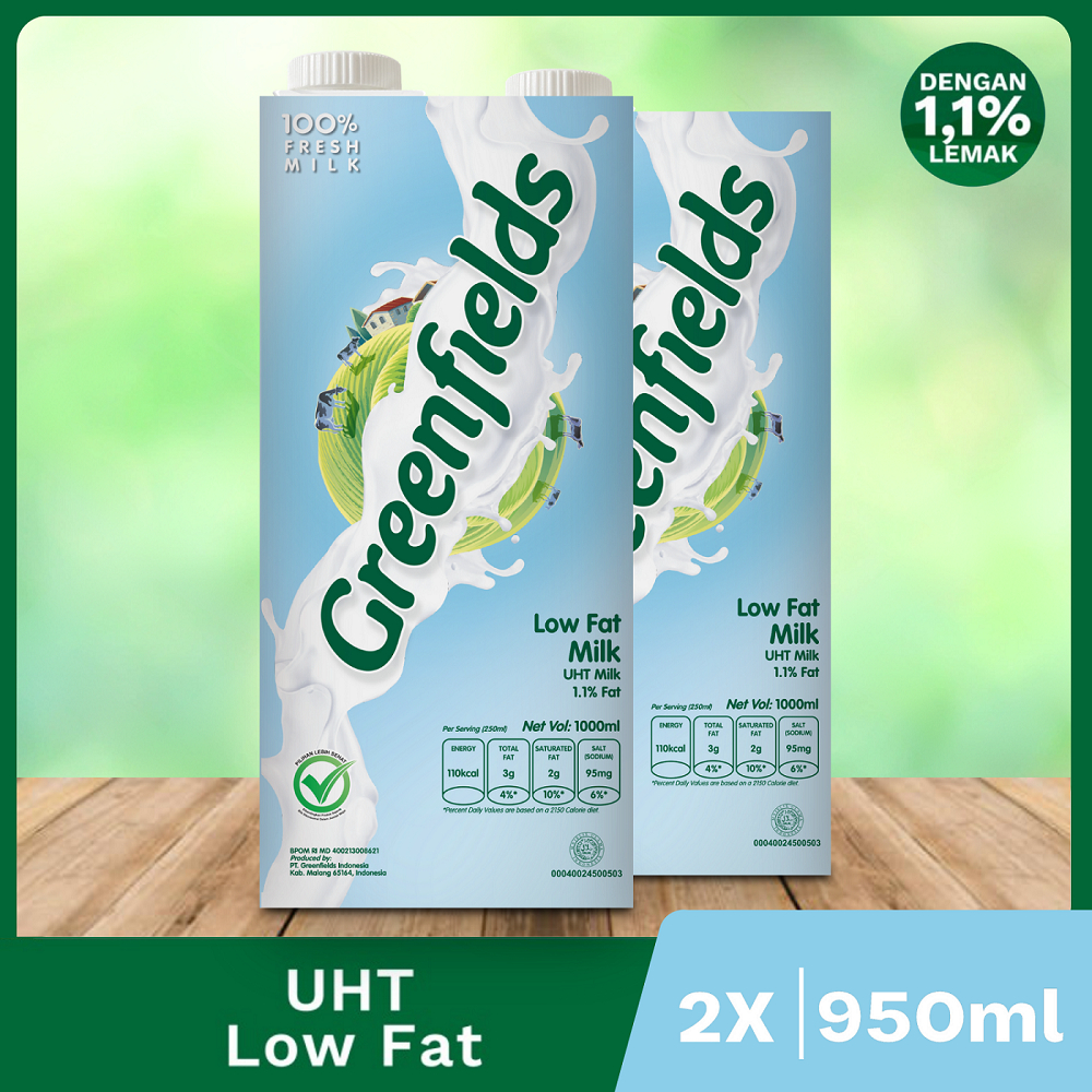

Greenfields Susu UHT Low Fat 950ml x 2 pcs