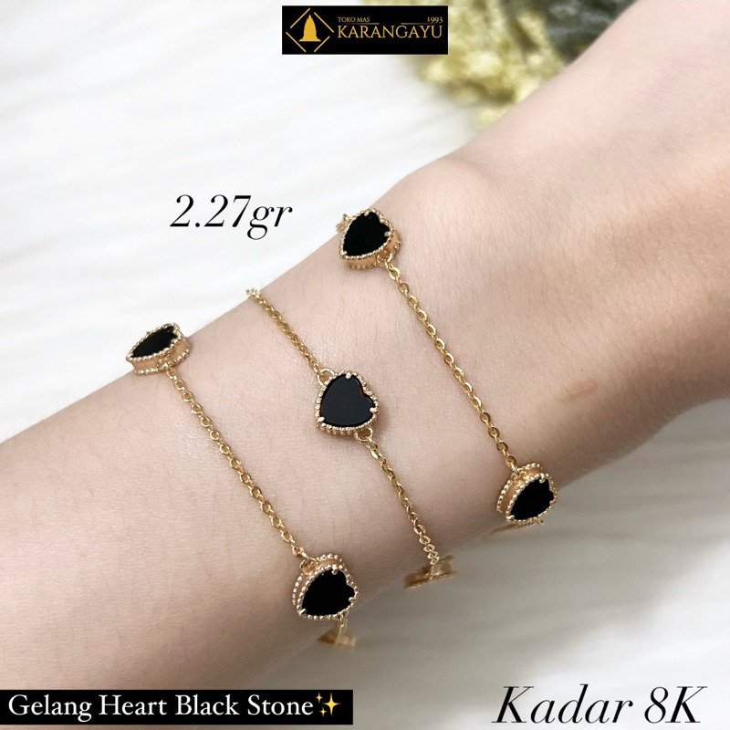 Gelang Rantai Dewasa Model Hati Hitam