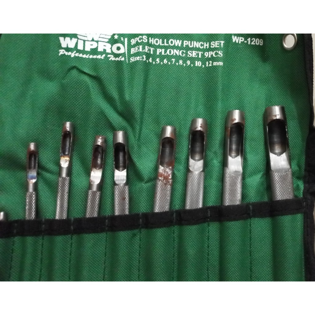 Betel Plong Set 9Pcs Wipro Hollow Punch 9 Pcs WP1209 Alat Pembolong Gasket Kulit Plong Set