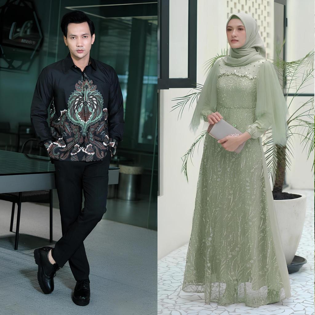 COUPLE GAMIS LEBARAN - SARIMBIT BATIK COUPLE GAMIS RADIKA - BAJU COUPLE KONDANGAN KEKINIAN - DRESS P
