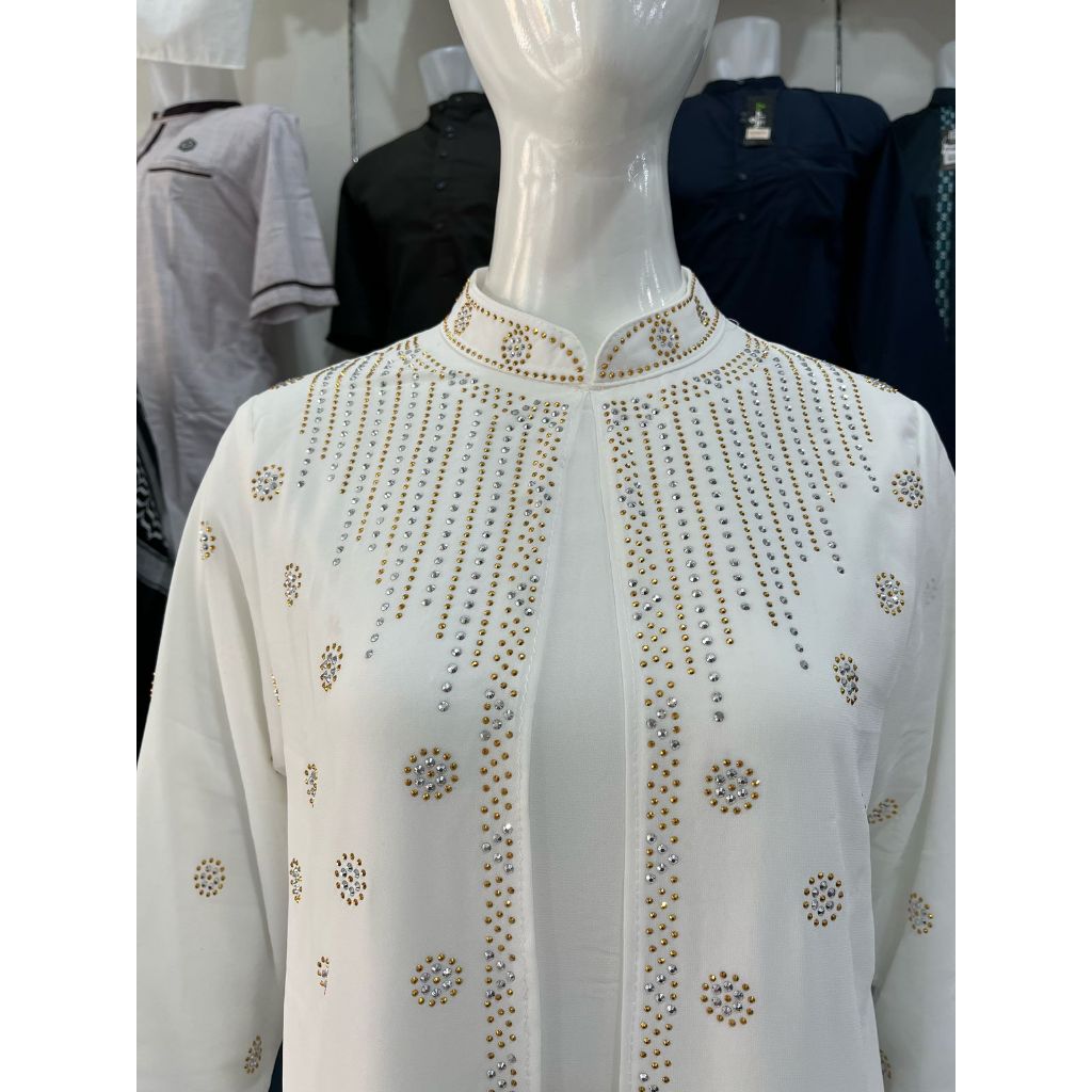 UMS- Gamis putih / gamis manik/ gamis ceruti