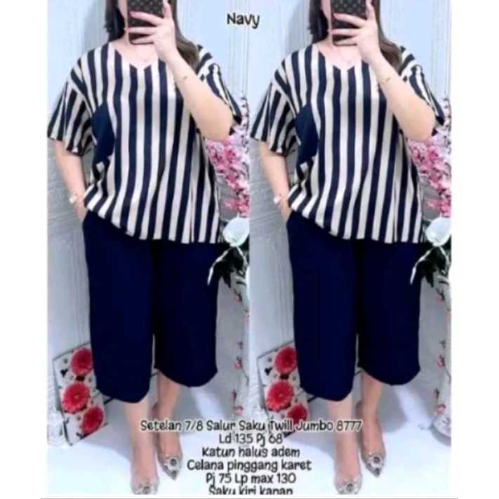 Setelan salur pendek/ Baju wanita dewasa salur