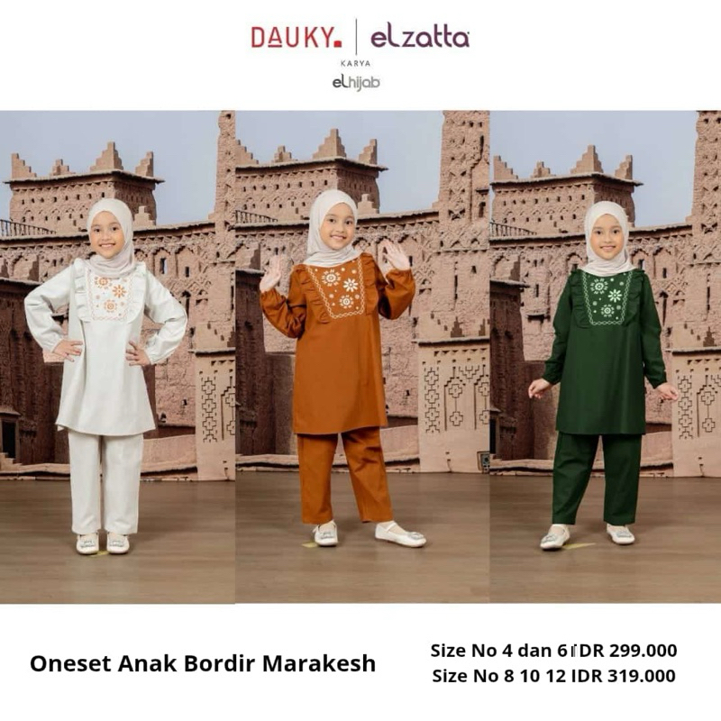 Oneset Anak Bordir Marrakesh Elzatta Baju Muslim Anak