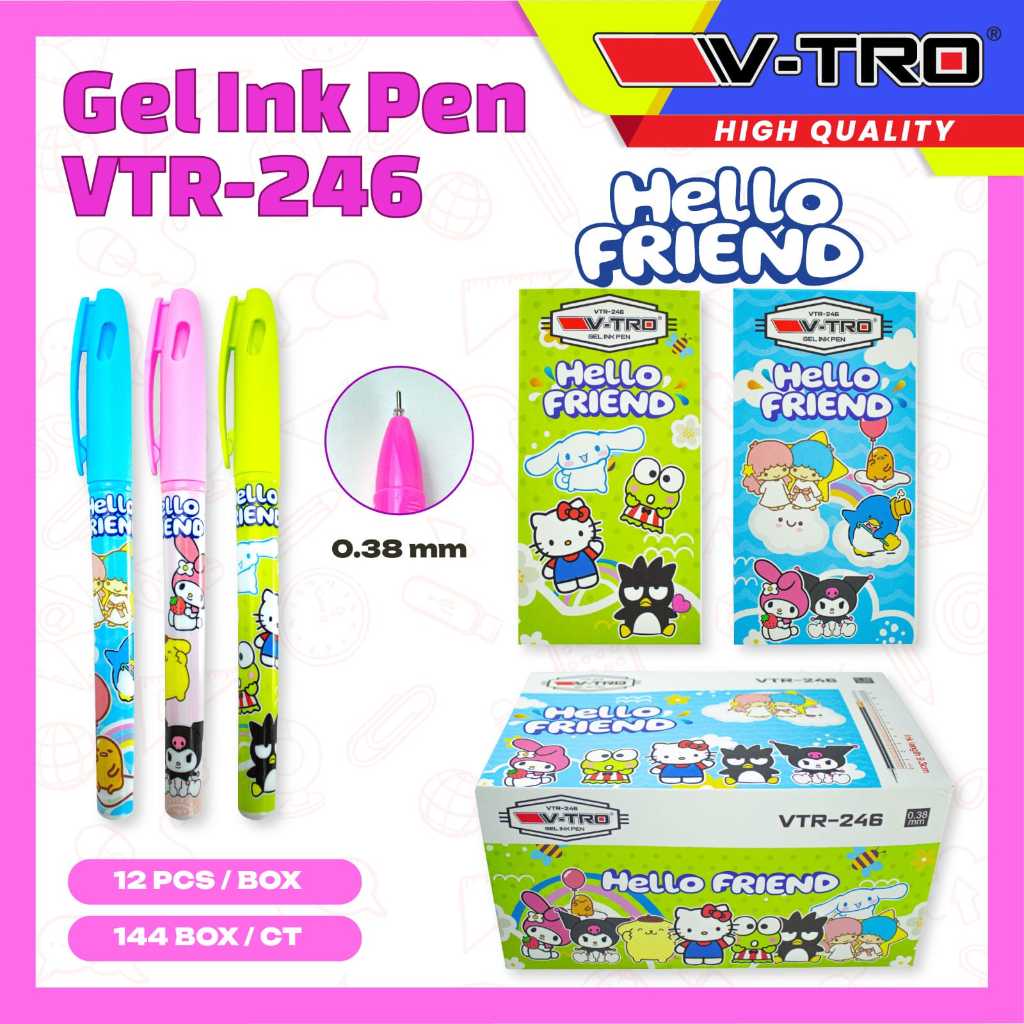 

V-TRO Pulpen Gel 0.5mm VTR-246 Hello Friends (12pc)