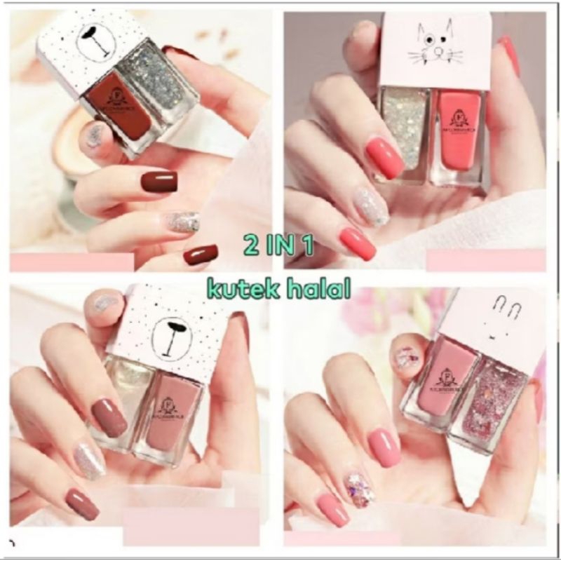 KUTEK KOREA 2in1 HALAL/ CAT KUKU / NAIL POLISH 2in1 / Kuteks kuku