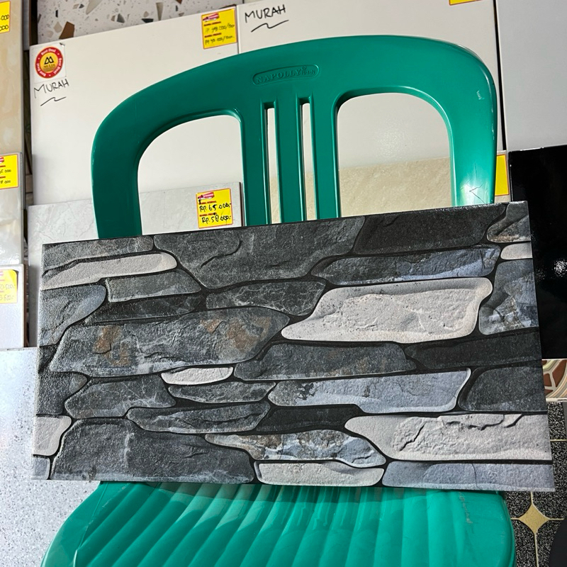 Keramik Dinding Kasar Timbul Garasi Teras Delta Pedro Stone 25x50