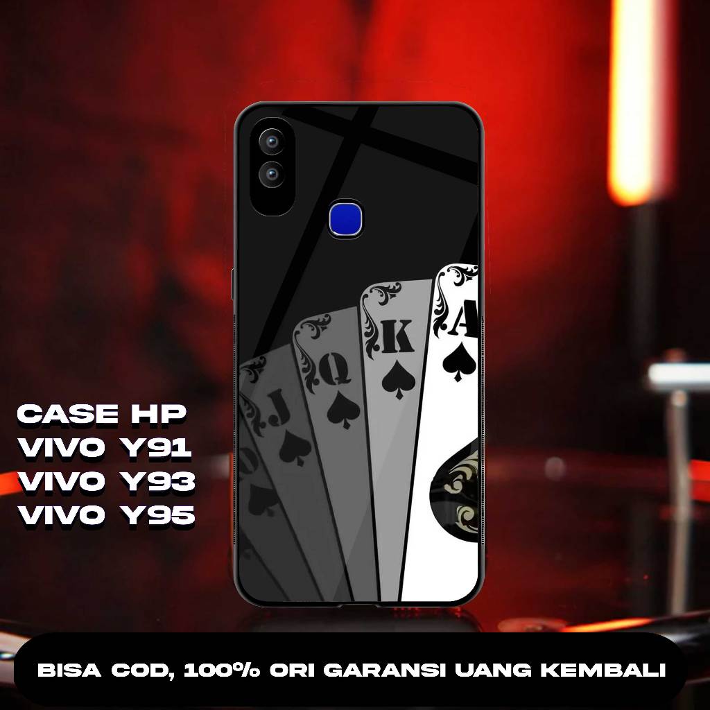 CASE VIVO Y91 / Y93  SOFTCASE VIVO Y95 CASING VIVO Y91 PREMIUM GLASS GLOSSY MOTIF KARTU