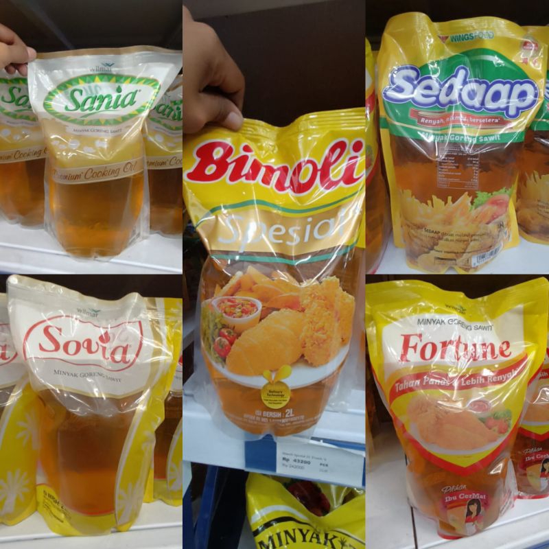 

minyak goreng 2 liter tersedia berbagai jenis & merk