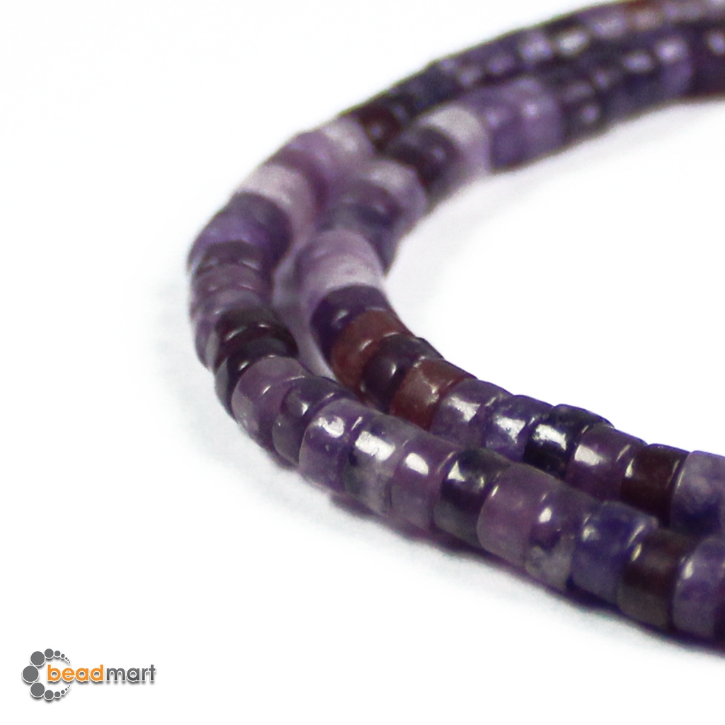 Manik Batu Alam, Heishi, 3/5mm, Amethyst, 1 Renteng, Bahan Aksesoris