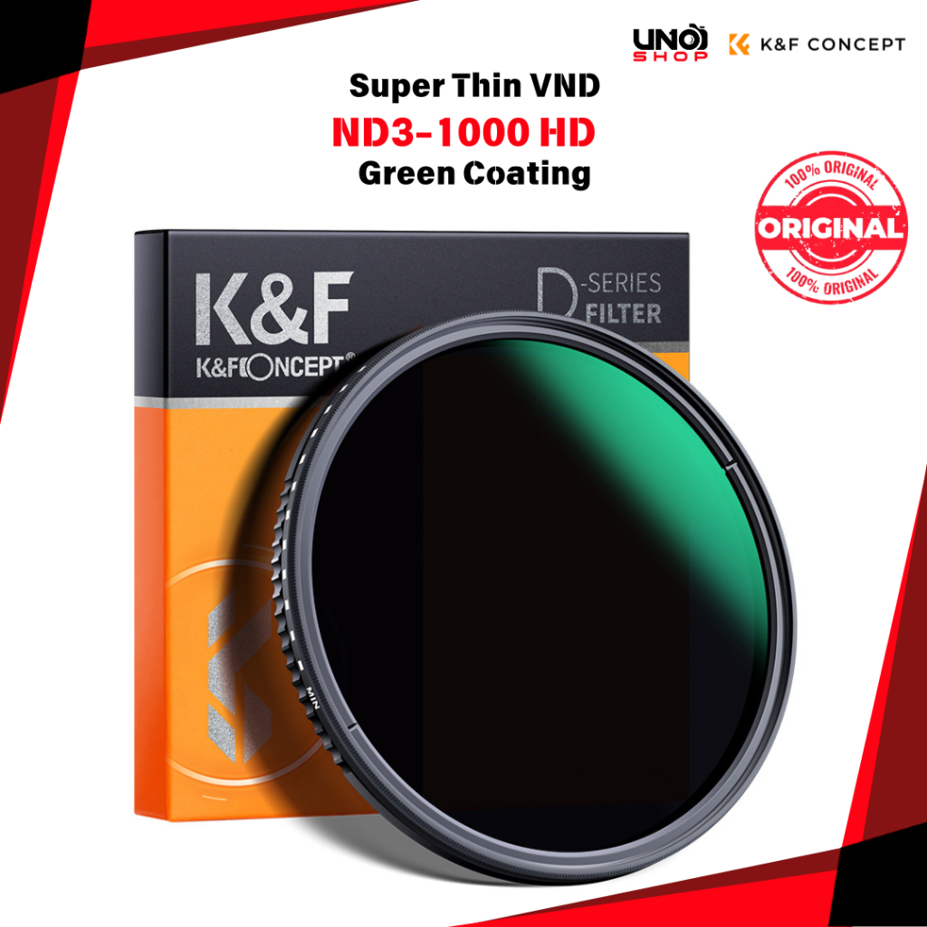 K&F Concept Super Thin Filter VND ND3-1000 HD Waterproof Scratch Resistant Anti Reflection Green Coa