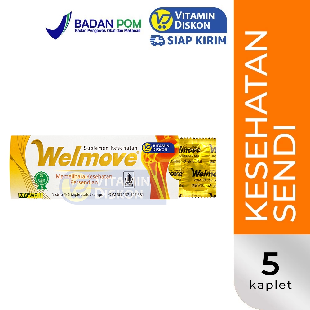 WELMOVE SUPLEMEN MAKANAN (MEMELIHARA KESEHATAN PERSENDIAN) 1 STRIP ISI 5 KAPLET | Suplemen Kesehatan
