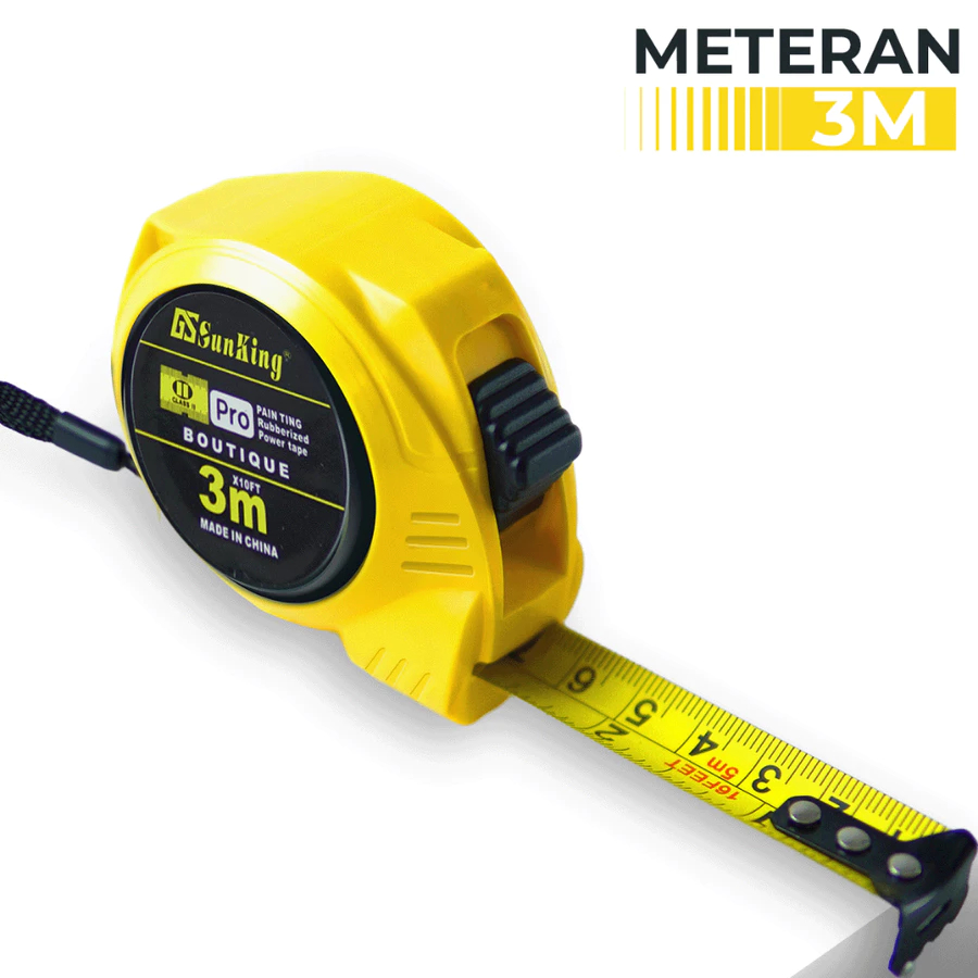 

Allefix Meteran Tukang Karet Rol 3M/5M Meteran Karet Measuring Tape Rubberized Power Tape- 6774