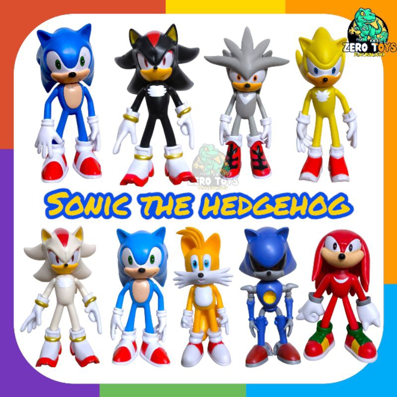 SONIC THE HEDGEHOG 9pcs- Figure Set besar mainan pajangan topper cake figur super sonic