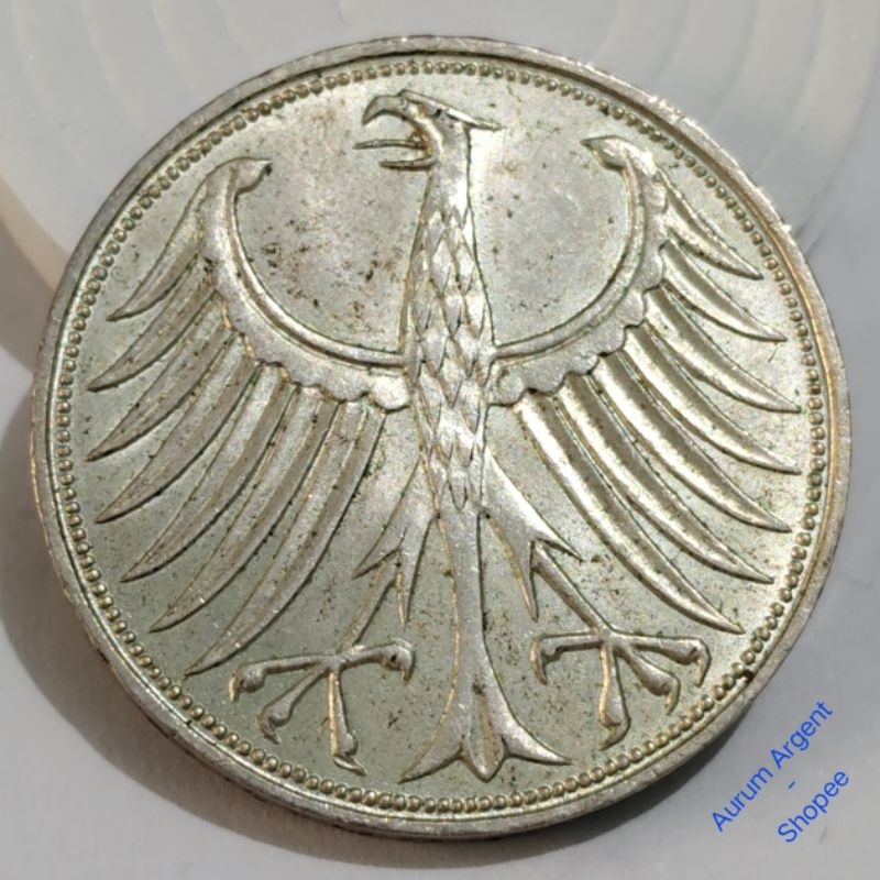 AB.98-- 1 PC KOIN PERAK KUNO ASLI 5 MARK TH 1972J. -- SILVER COIN --