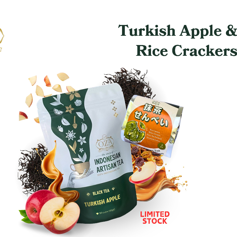 

OZA Tea - Turkish Apple X Green Tea Rice Crackers | Bundle Package | Artisan Tea - Black Tea | Specialty Grade | Teh Premium
