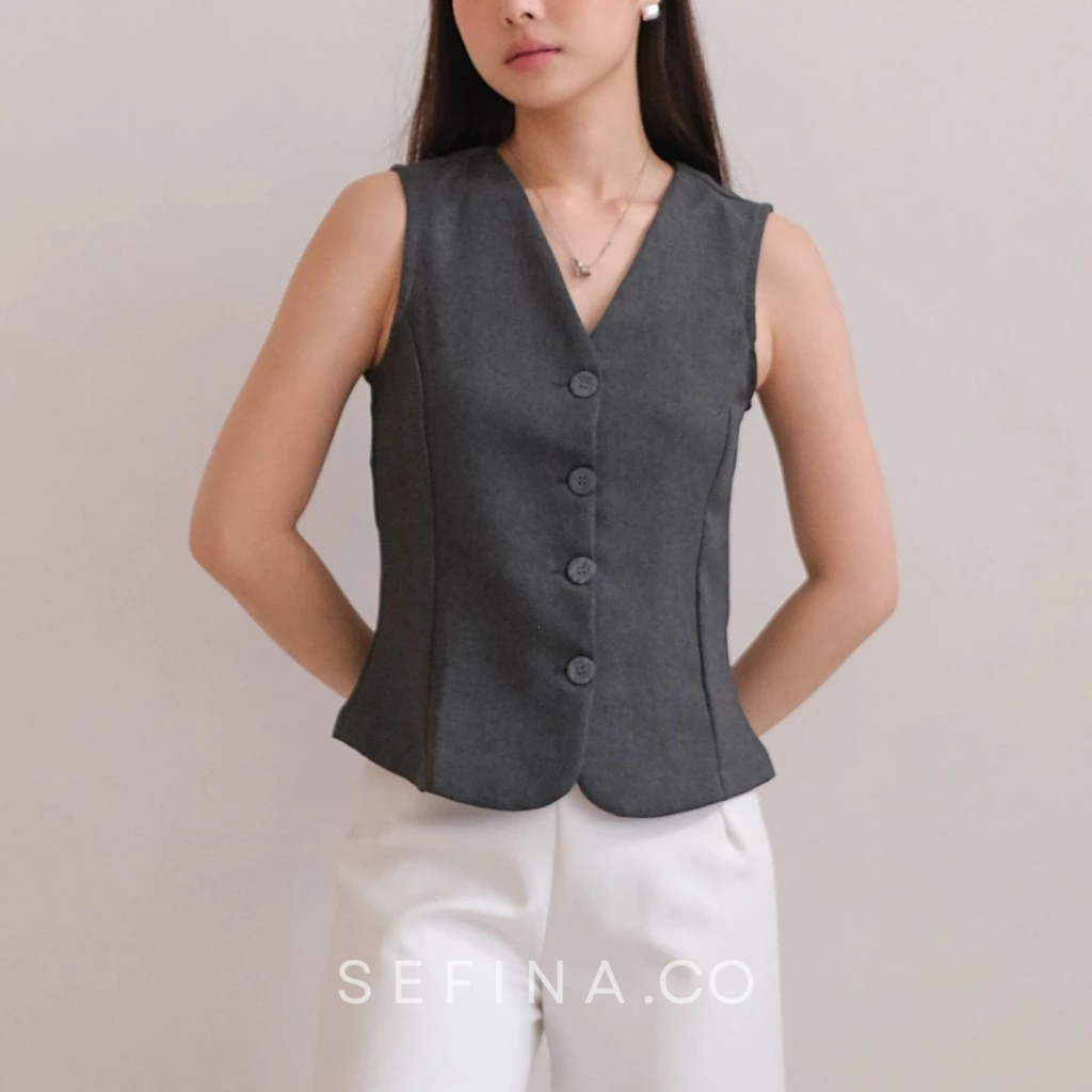Vest Hitam Wanita Rompi Outer Aesthetic Terbaru Kekinian Wanita Korean Outer Tanpa Lengan