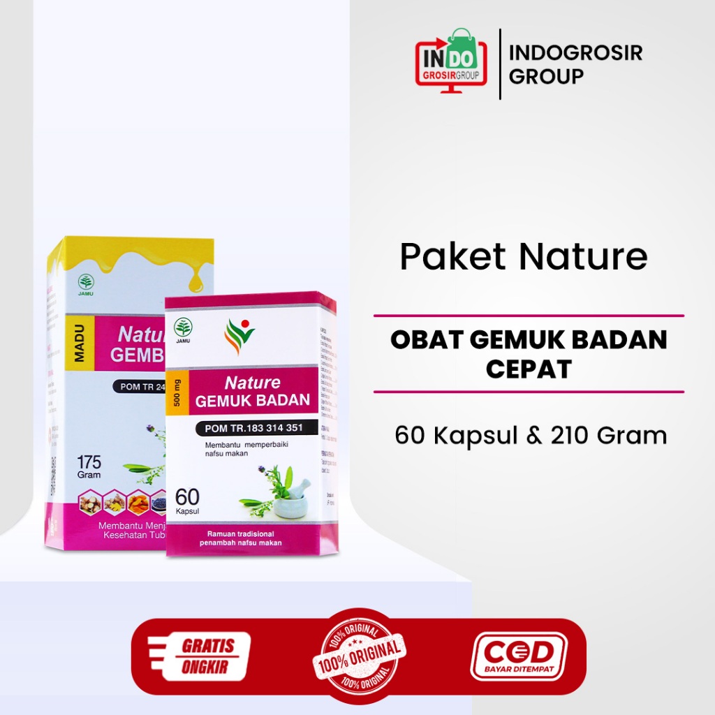 Obat Gemuk Badan Cepat - Nature Gemuk Badan BPOM - 60 Kapsul Herbal