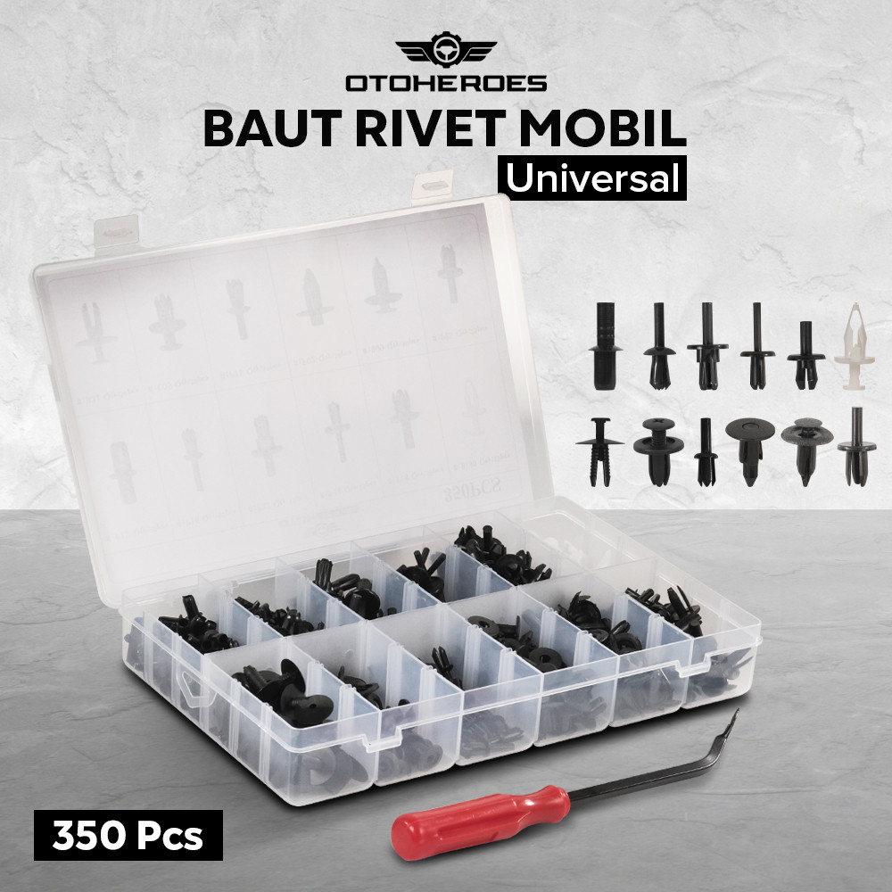 OTOHEROES Baut Rivet Mobil  350 PCS / BAUT KAP PLASTIK / BAUT PLASTIK RIPET KAP MOBIL MOTOR