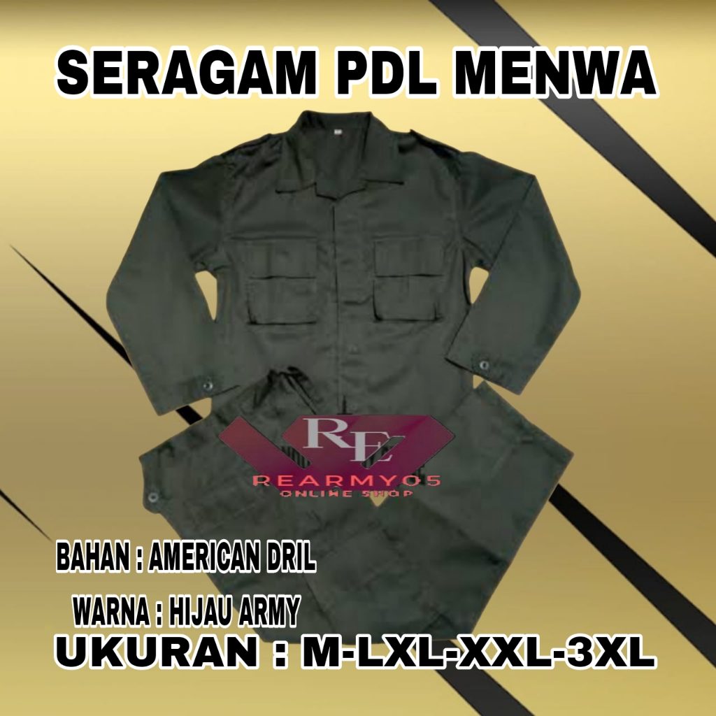 SERAGAM PDL MENWA / SERAGAM PDL PANJANG / SERAGAM PDL MENWA RESIMEN MAHASISWA HIJAU LAPANGAN PANJANG
