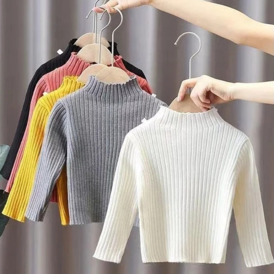 Kids Atasan Rajut Anak Perempuan sweater rajut anak-sweater rajut turtleneck anak cowok dan cewek