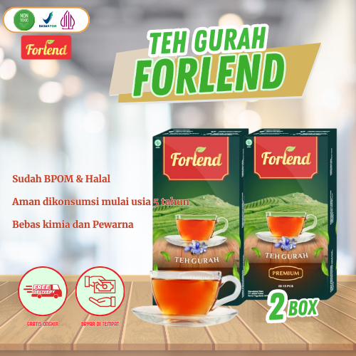 

2 BOX FORLEND Teh Gurah Kuras Dahak & Lendir, Obat Asma - BPOM HALAL 100% ALAMI