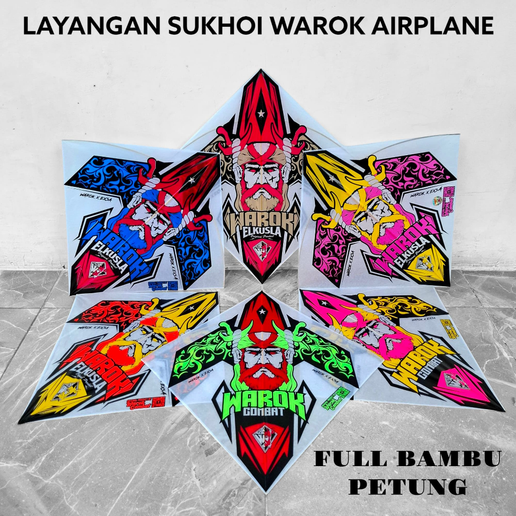 10 Pcs Layangan Sukhoi Tournament Warok X Elkusla Bambu Apus ( Lincah Gesit dan Bertenaga )