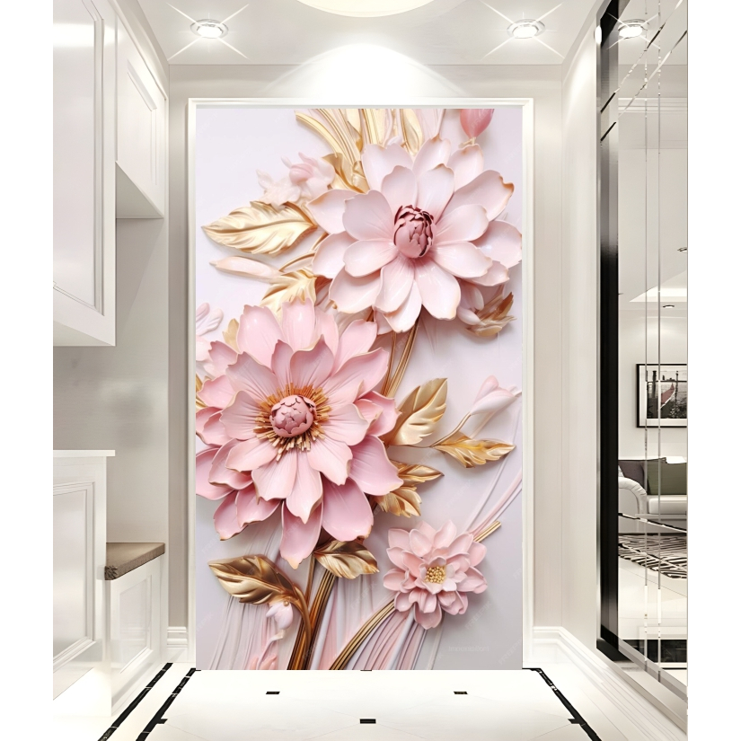 Terlaris CETAK Wallpaper Stiker Bunga 3d, Wallpaper Dinding Bunga Mawar Terlaris, Wallpaper 3d murah