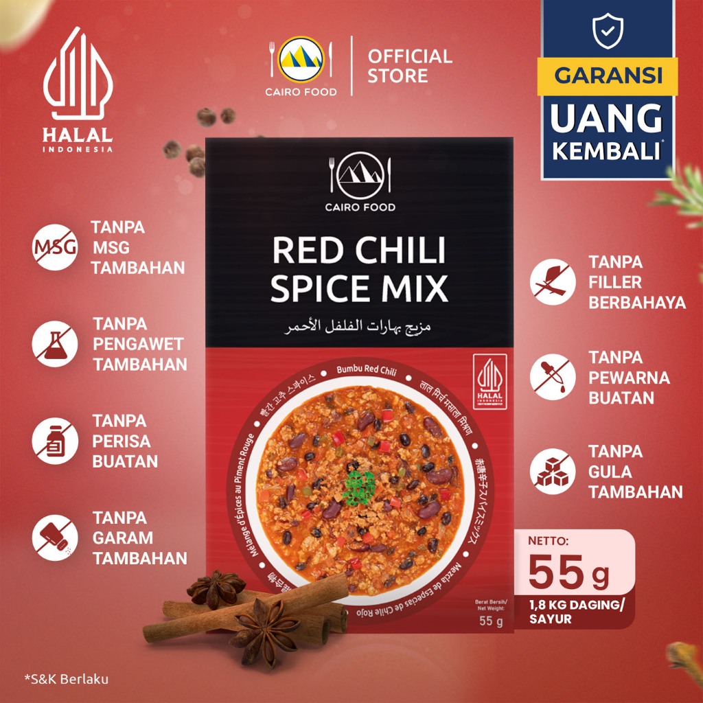 

Bumbu Red Chili Spice Mix Sehat – Tanpa MSG, 100% Rempah Murni | Cairo Food
