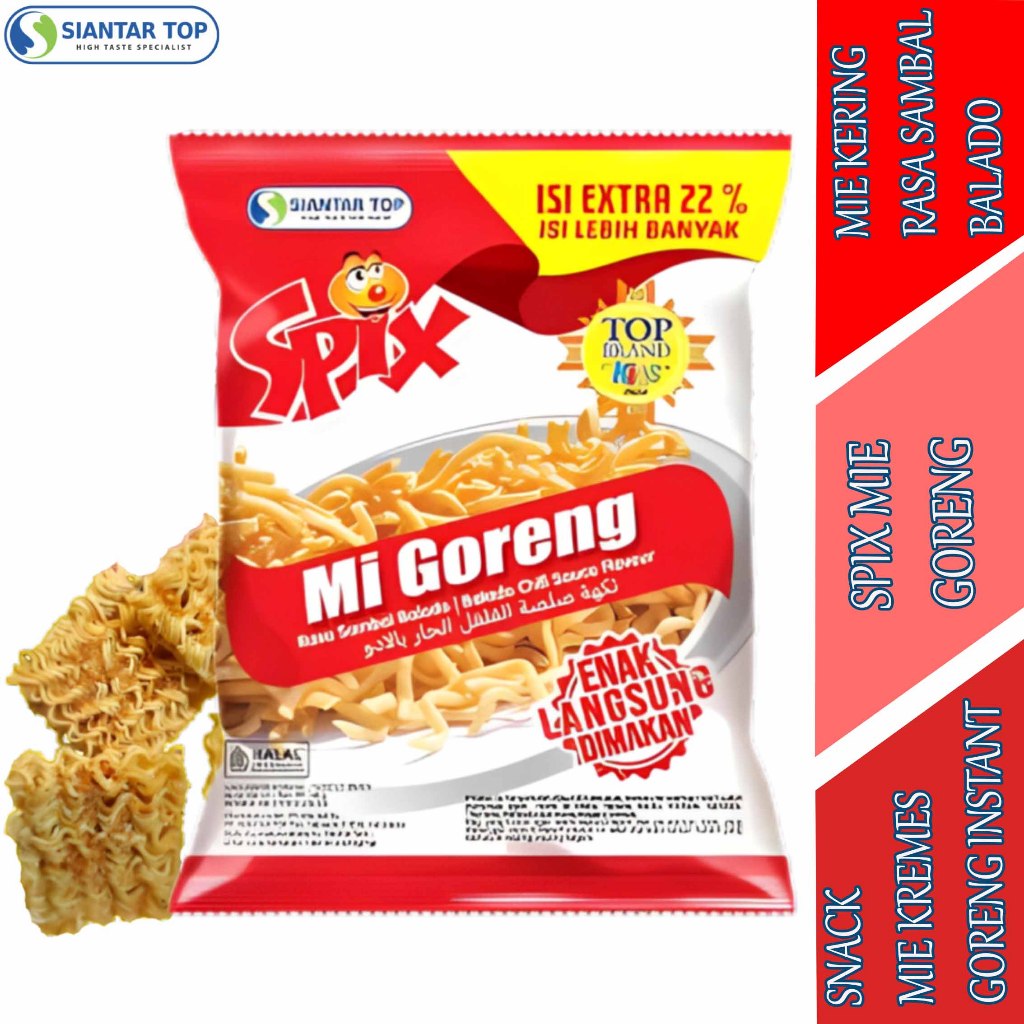 

Mie Kering Rasa Sambal Balado - Mie Spix - Snack Mie Goreng Kremes Instan - 45gr