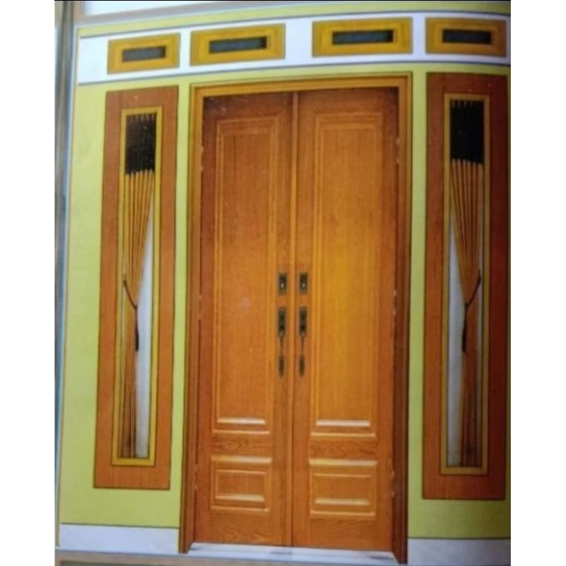 Kusen Pintu Kupu Tarung | Daun Pintu Utama Kayu | Pintu Kupu Tarung | 1 Set Kusen Pintu Kupu Tarung 