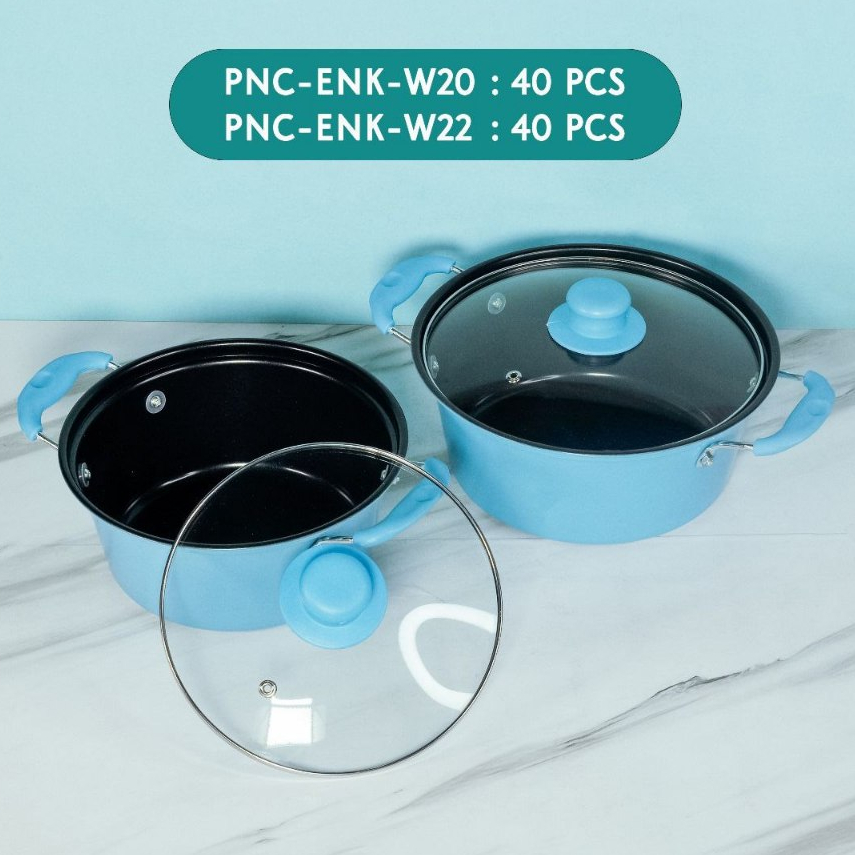 Panci Kuah Sayur GSF 2031 Panci Sup Warna Enamel Anti Lengket Panci Susu Tutup Kaca Kukus Siomay