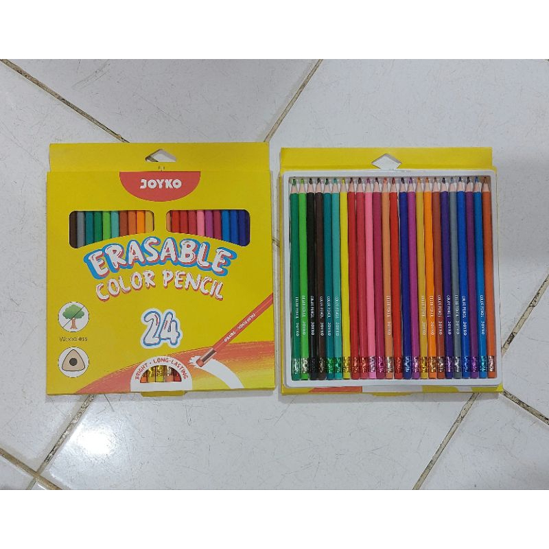 

(1 pcs) PENSIL WARNA JOYKO ERASHABLE (BISA DIHAPUS) 24 WARNA PANJANG