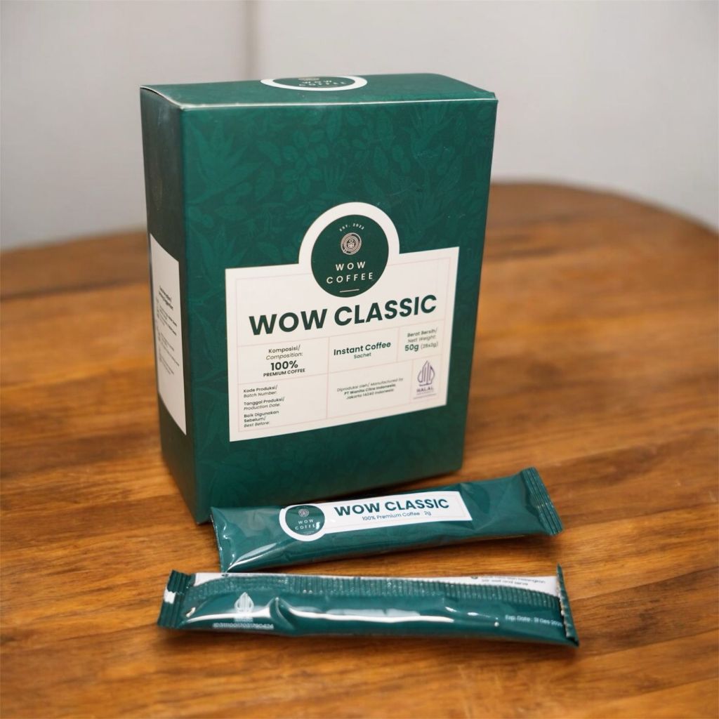 

WOW Coffee Classic Instant Kopi Bubuk Sachet Isi 25 Pcs