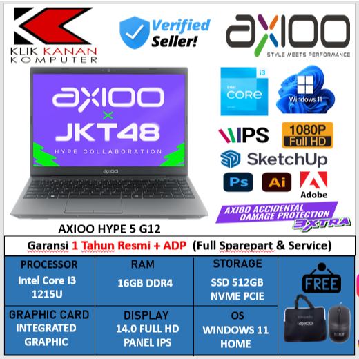 Laptop Special Edition Axioo Hype JKT48 Intel I3 1215U 16GB 512GB 14" FHD Windows 11 Home