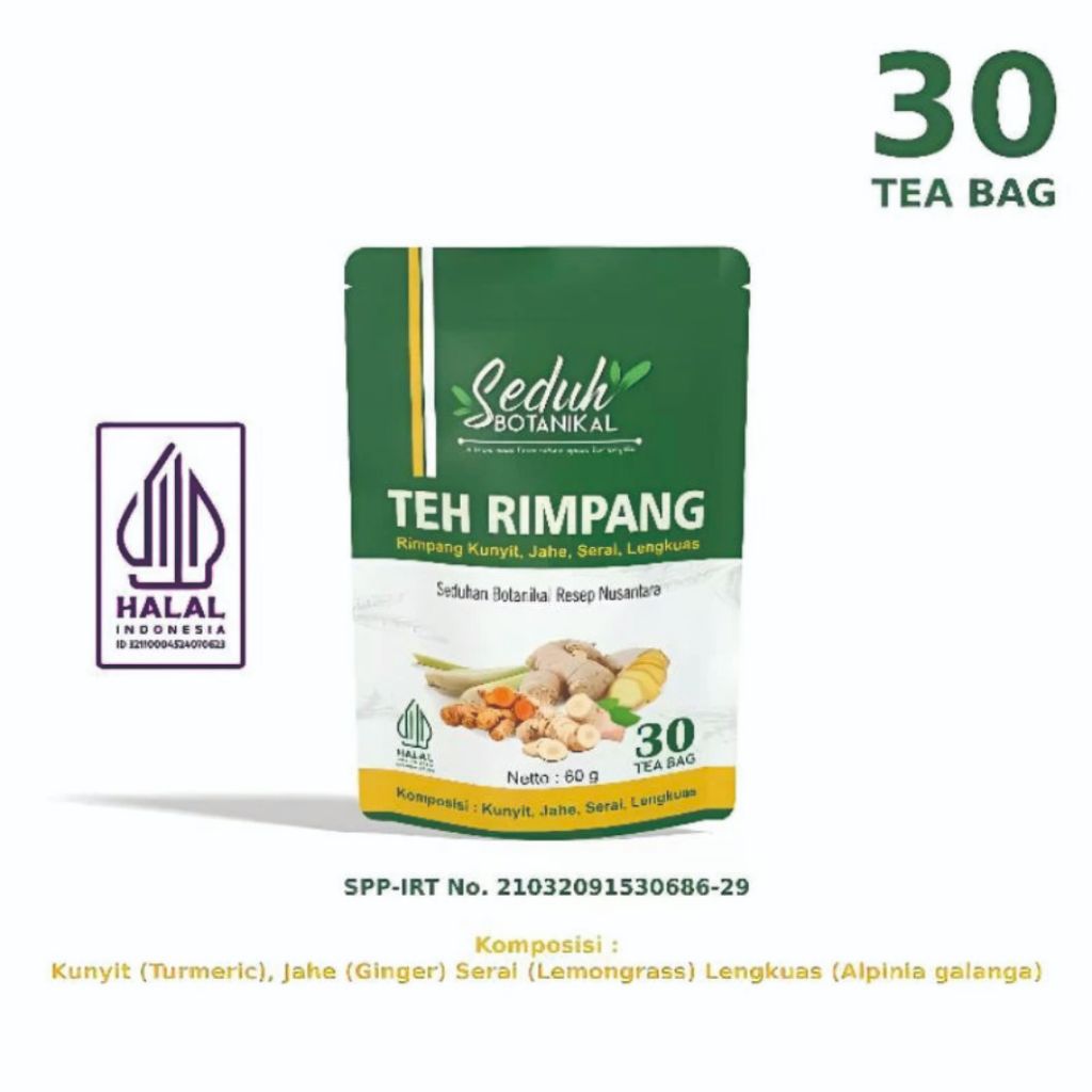 

Teh Rimpang Seduh Botanikal | Teh Celup Rimpang JSR | Teh Kunyit Jahe Serai Lengkuas | 30 Tea Bag