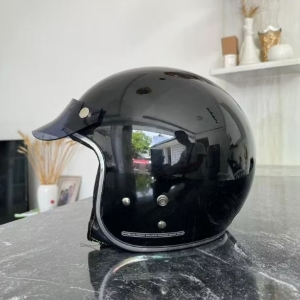 Helm Bogo Retro List Chrome identik Carghost free Kardus + Topi / Pet