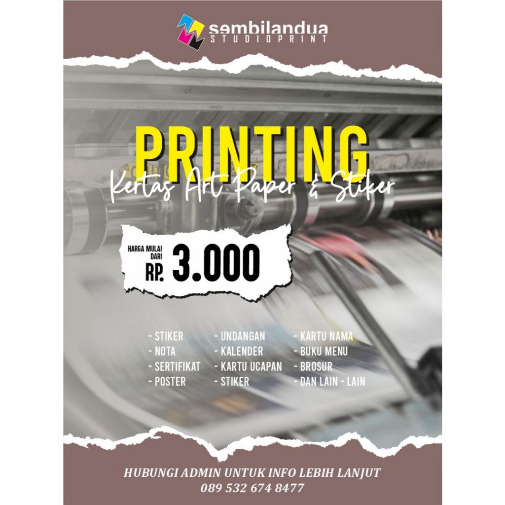 

(PROMO) PRINT A3+ MURAH / CETAK A3+ 1 SISI DAN 2 SISI, KERTAS HVS, KERTAS ART PAPER, KERTAS MATTE PAPER DLL