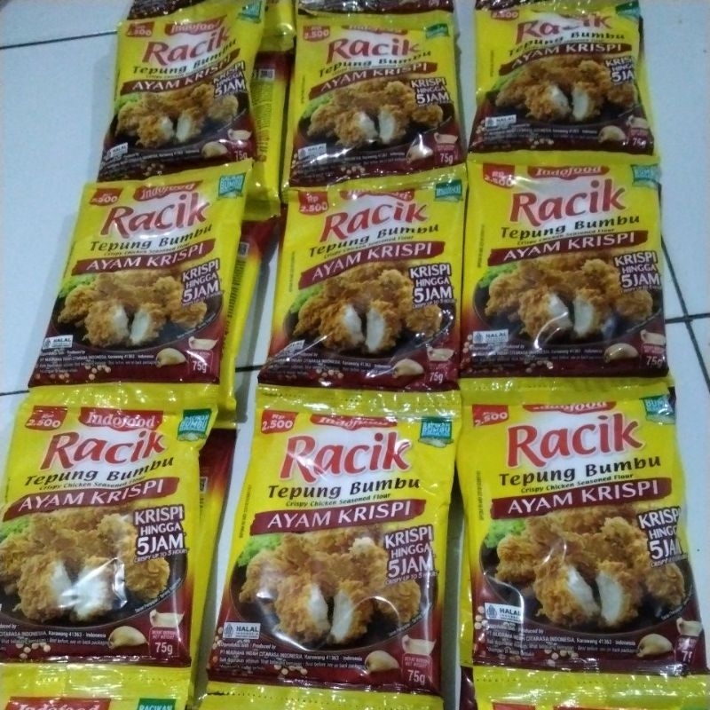 

racik tepung bumbu ayam crispy 75gr dijual serenceng isi 10 sachet
