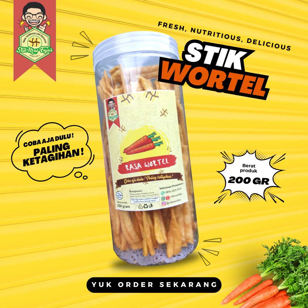 

[TOPLES - 200 GRAM] STIK WORTEL Mas Fajar Camilan Halal 100% - Coba aja dulu ! Paling ketagihan !