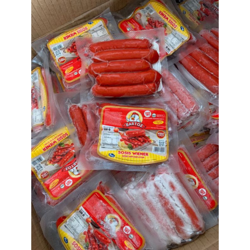 

Sosis bartos merah tanpa kupas sapi ayam