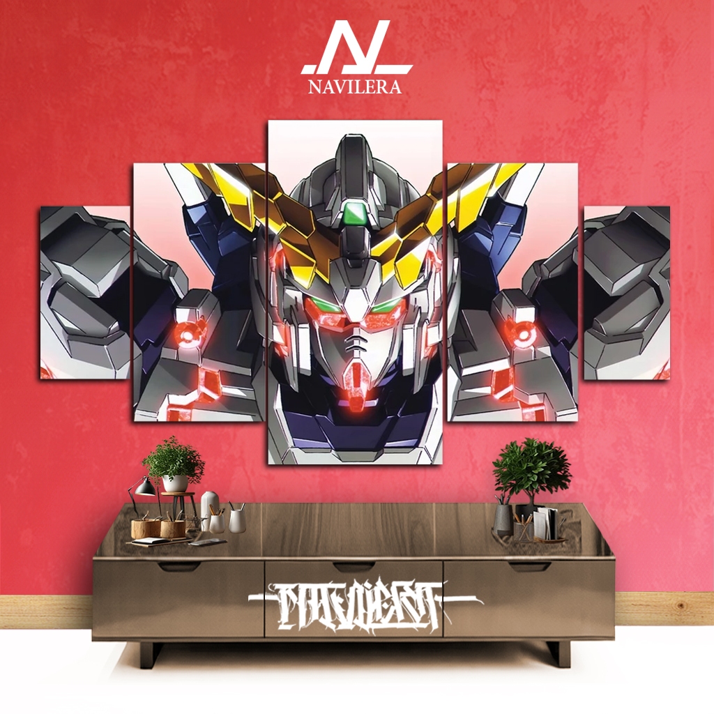 NAVILERA 1 SET Pajangan Hiasan dinding GUNDAM UNICORN RX0 5pcs Poster Kayu Wall Decor