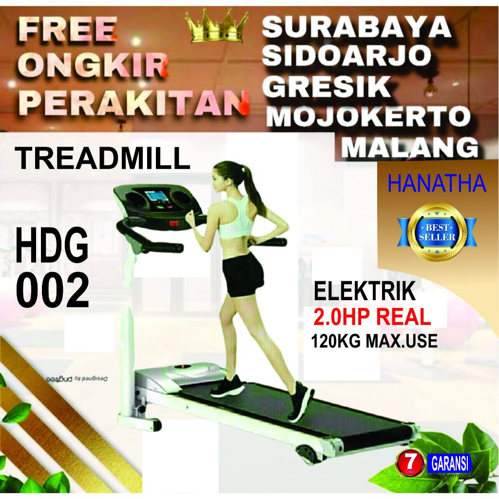 Hanatha Treadmill Elektrik 2.0HP - Alat Olahraga Lari Dalam Ruangan dengan Motor Kuat 2.0HP