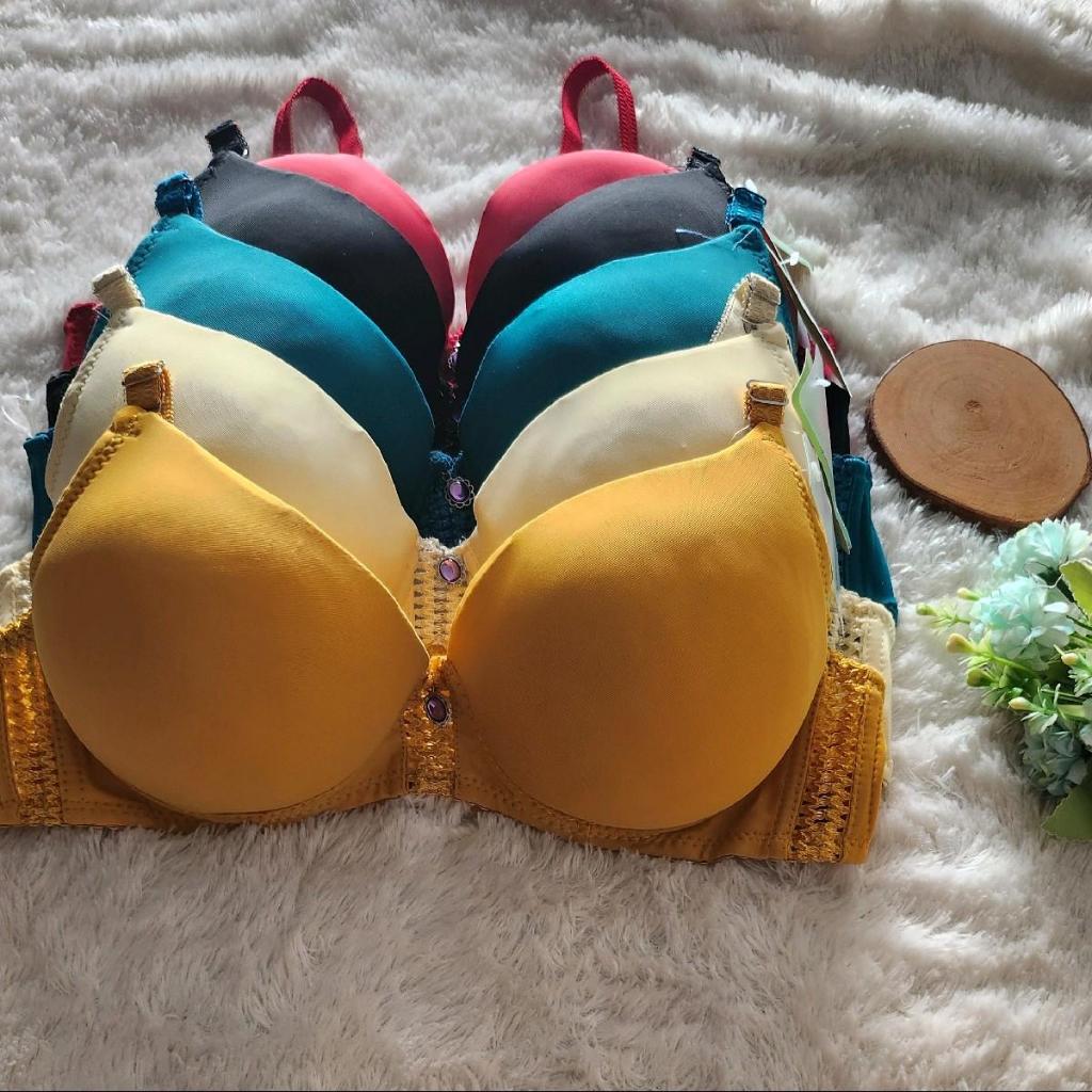 FANGXHITING - [ isi 3pcs random ] Bra Wanita Jumbo Cup C to D Busa Tebal -+3cm Kait 3 Size 46-52 mot