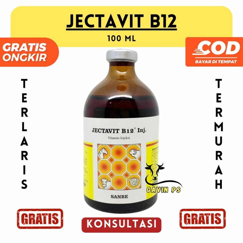 JECTAVIT B12 100 ml - Vitamin B12 Sapi Domba Kambing Kuda Babi Kucing