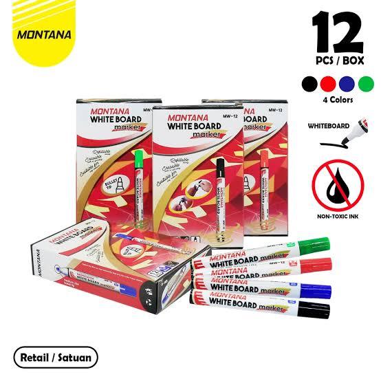 

MONTANA Spidol Whiteboard (MW-12) - Hitam, Biru, Merah dan Hijau