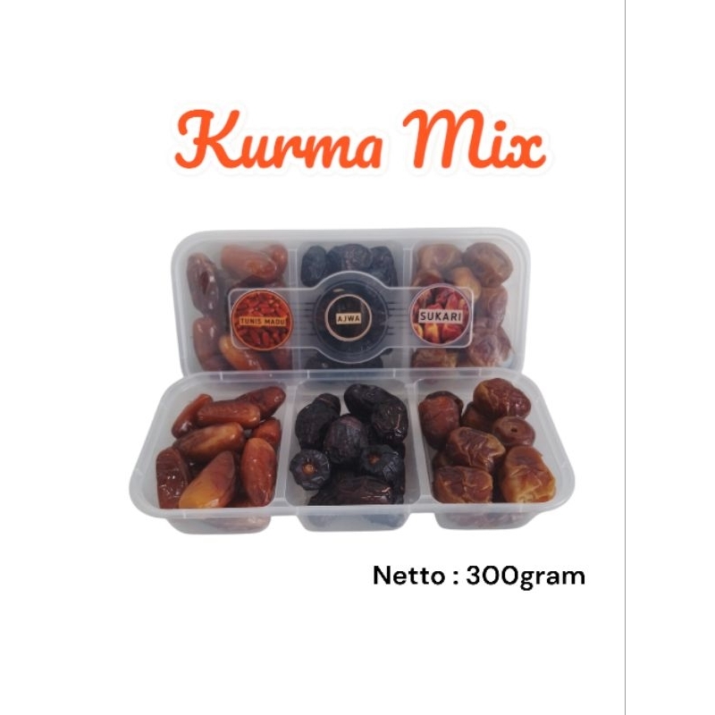 

Kurma Mix paket kurma ajwa Sukari Tunis madu 300gram